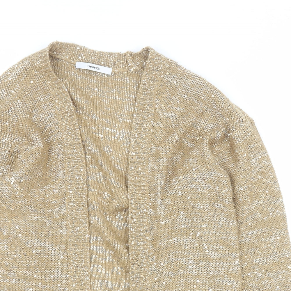 George Womens Gold V-Neck  Acrylic Cardigan Jumper Size 12