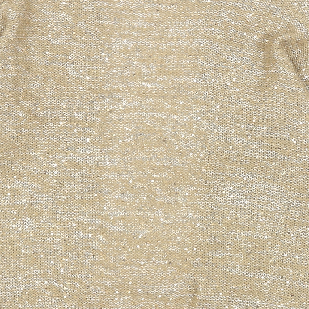 George Womens Gold V-Neck  Acrylic Cardigan Jumper Size 12