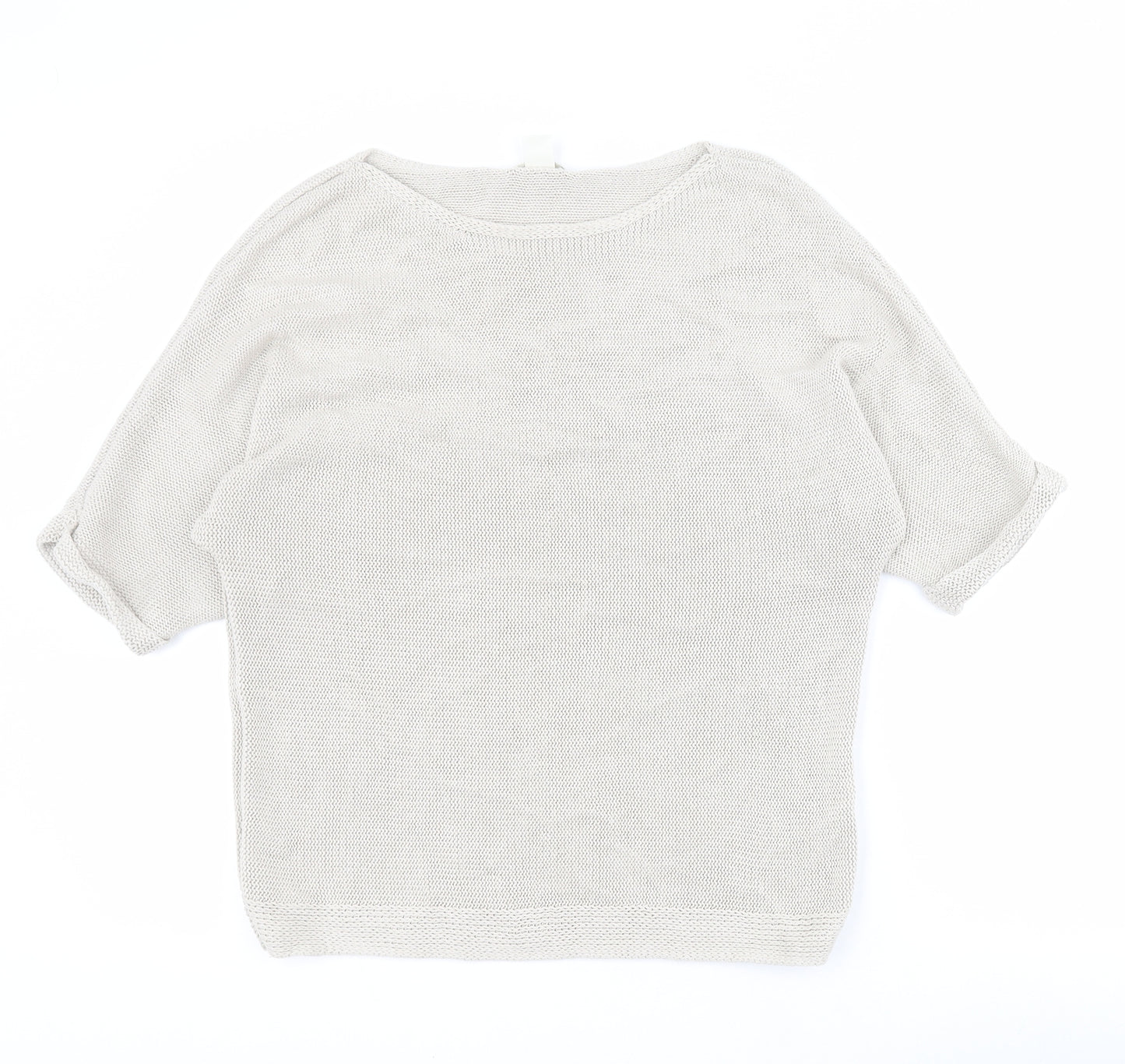 H&M Womens Beige Round Neck  Acrylic Pullover Jumper Size S