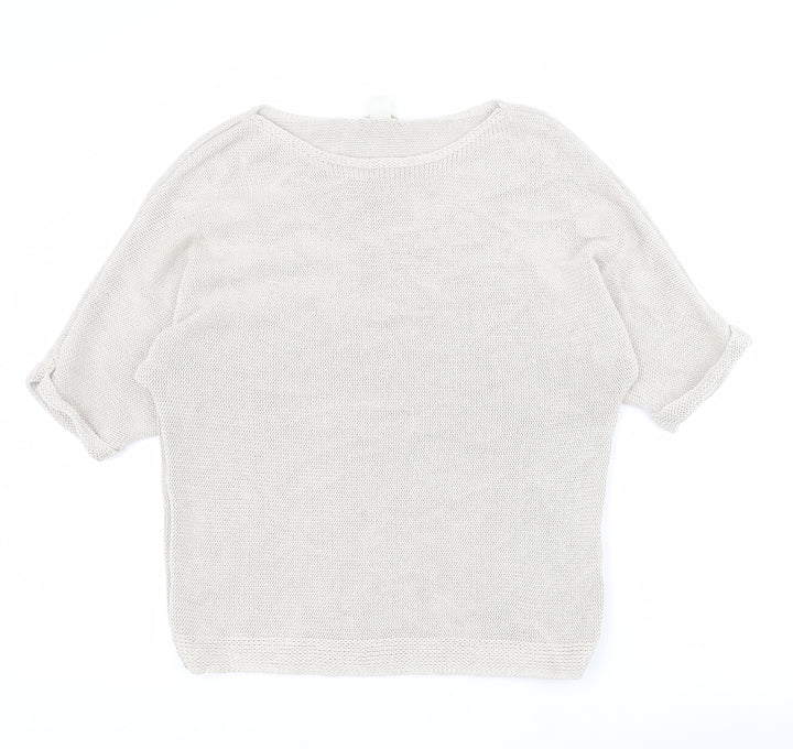 H&M Womens Beige Round Neck  Acrylic Pullover Jumper Size S