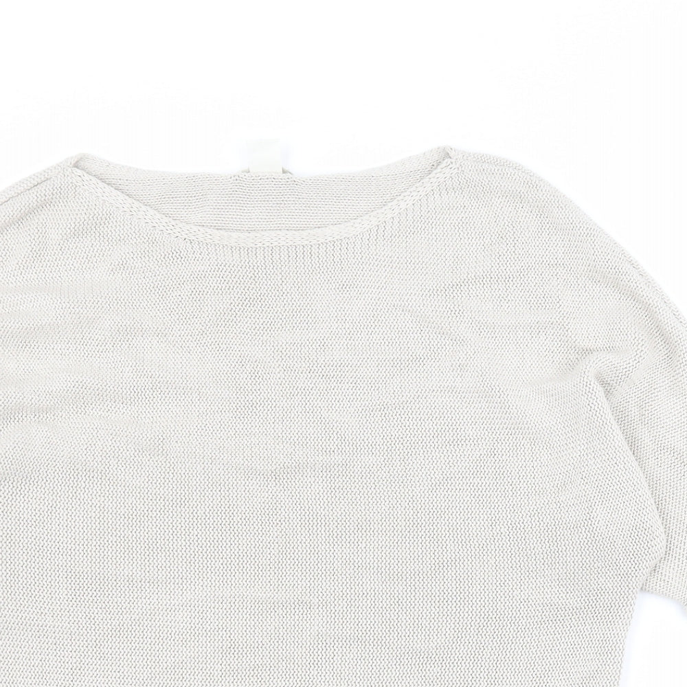 H&M Womens Beige Round Neck  Acrylic Pullover Jumper Size S
