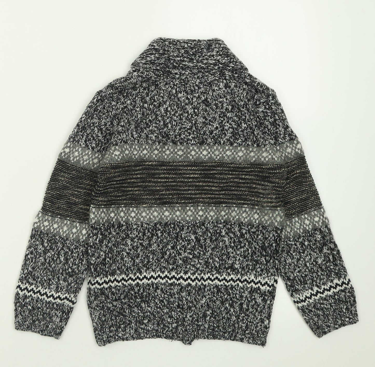TU Boys Grey V-Neck Striped Acrylic Cardigan Jumper Size 4-5 Years  Button