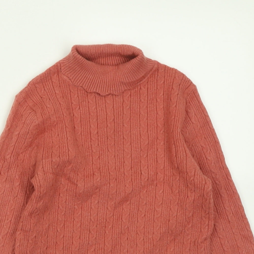 George Girls Pink Roll Neck  Viscose Pullover Jumper Size 5-6 Years  Pullover