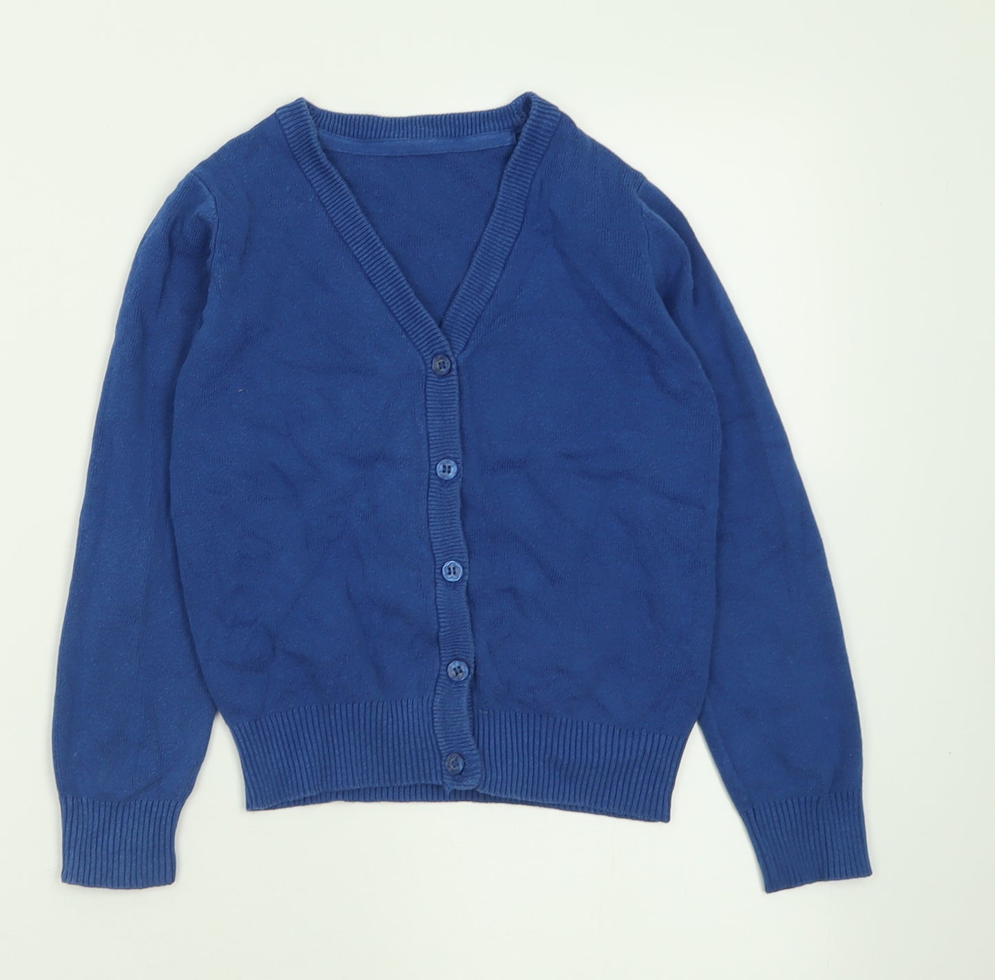 Nutmeg Girls Blue V-Neck  Cotton Cardigan Jumper Size 6-7 Years  Button - School Wear