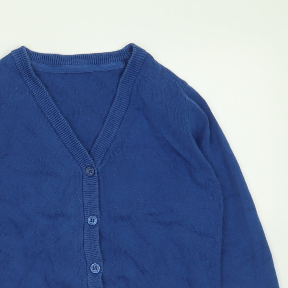 Nutmeg Girls Blue V-Neck  Cotton Cardigan Jumper Size 6-7 Years  Button - School Wear