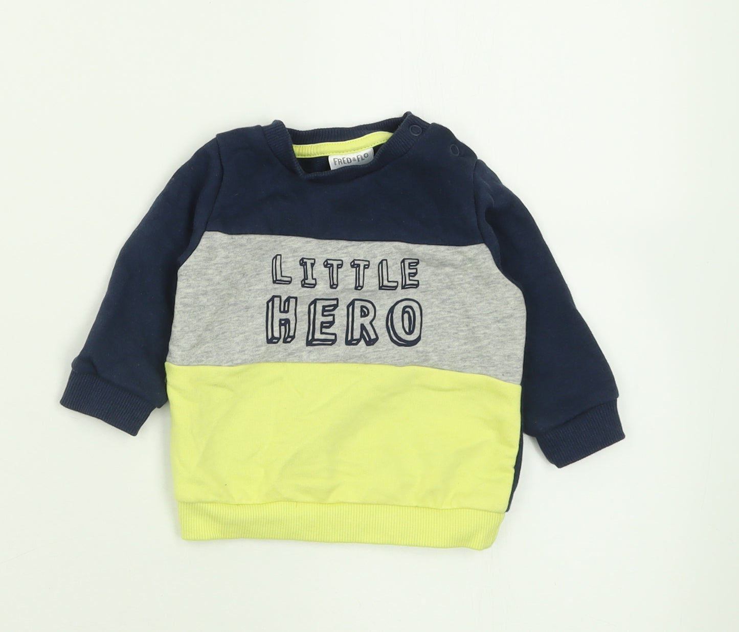 F&F Boys Multicoloured Striped Cotton Pullover Jumper Size 0-3 Months  Button - Little Hero