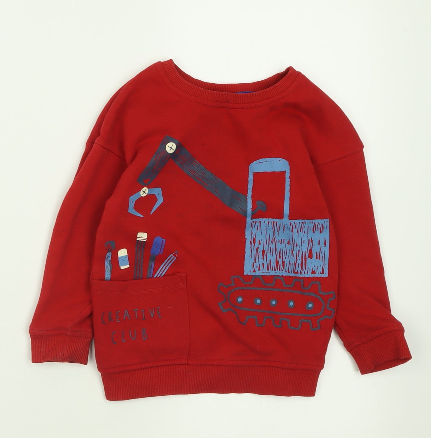 George Boys Red  Cotton Pullover Sweatshirt Size 2-3 Years  Pullover