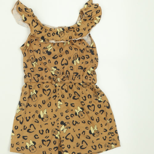 George Girls Brown Animal Print Cotton Jumpsuit One-Piece Size 2 Years  Pullover - Minnie Mouse