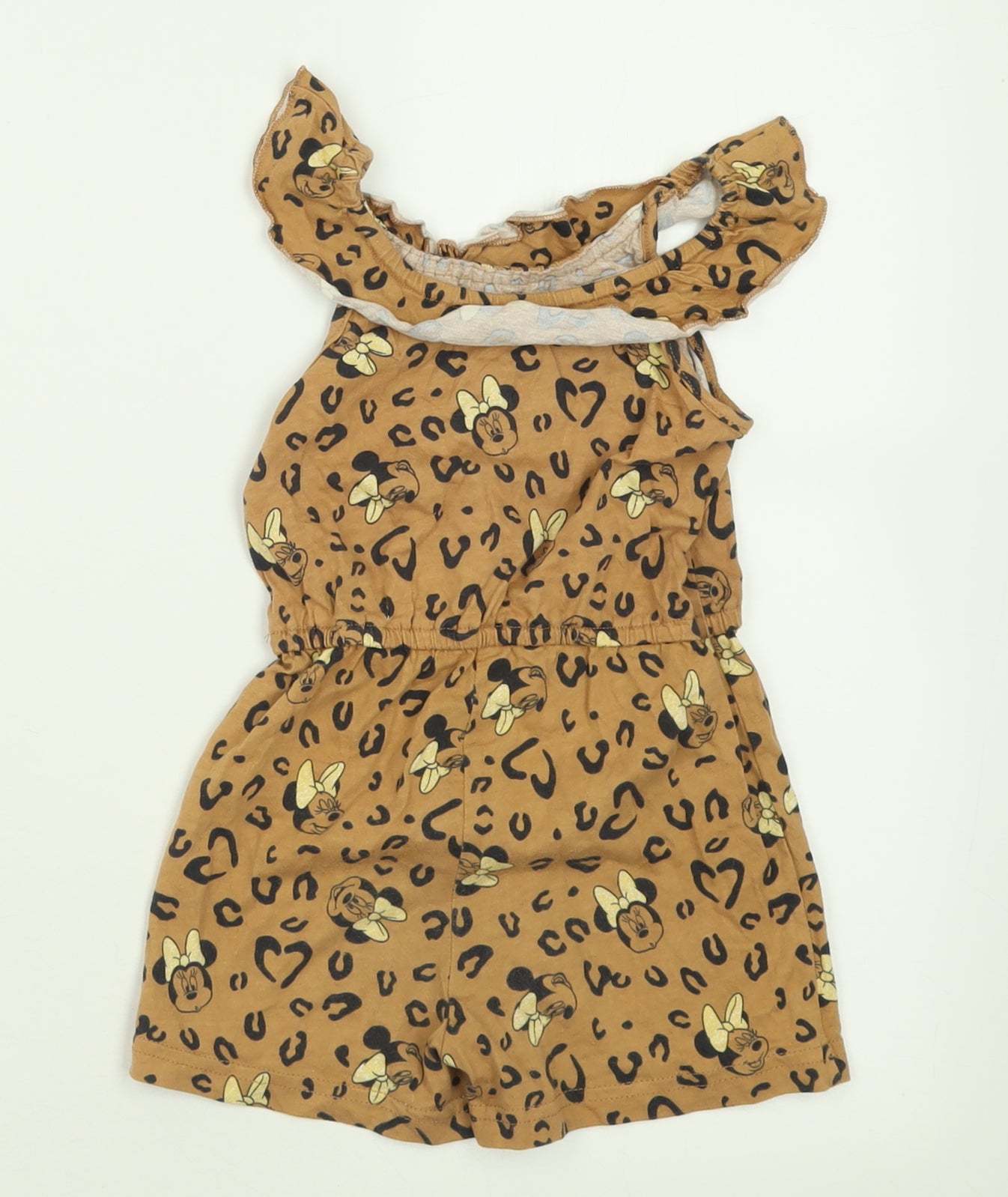 George Girls Brown Animal Print Cotton Jumpsuit One-Piece Size 2 Years  Pullover - Minnie Mouse