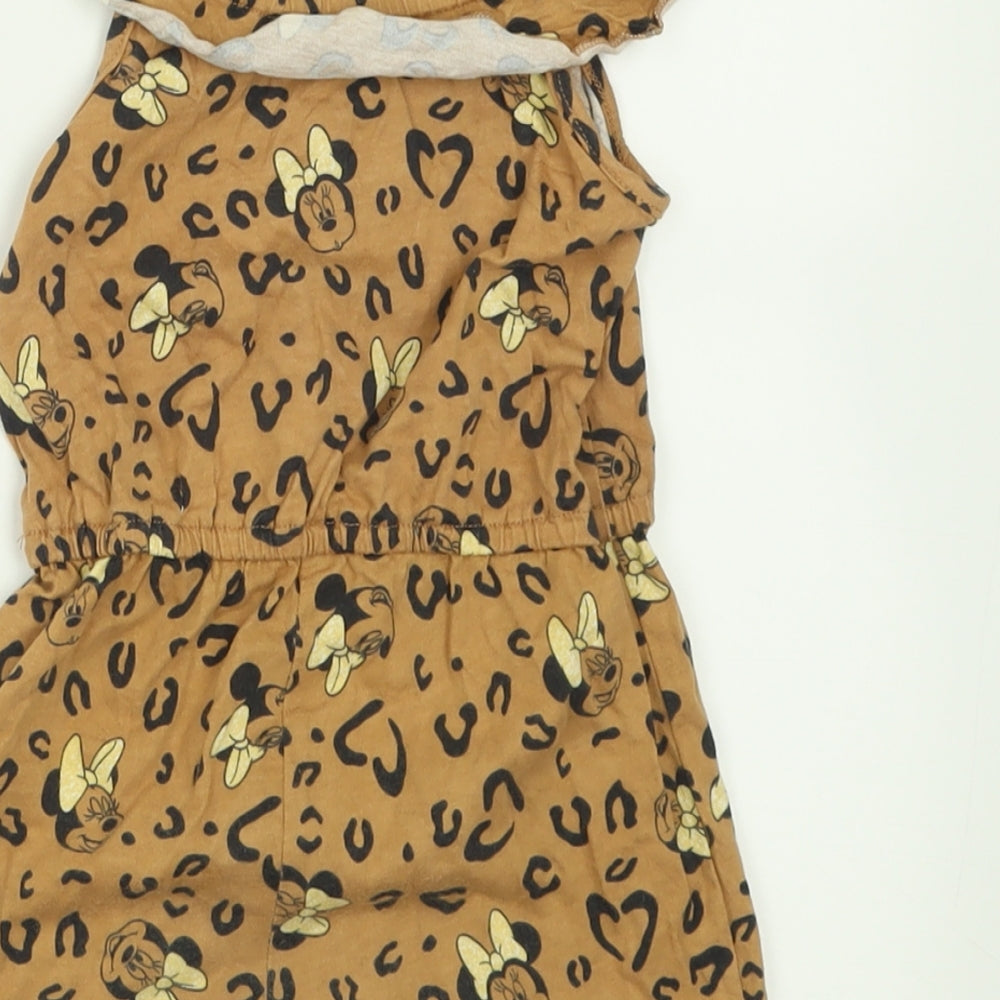 George Girls Brown Animal Print Cotton Jumpsuit One-Piece Size 2 Years  Pullover - Minnie Mouse