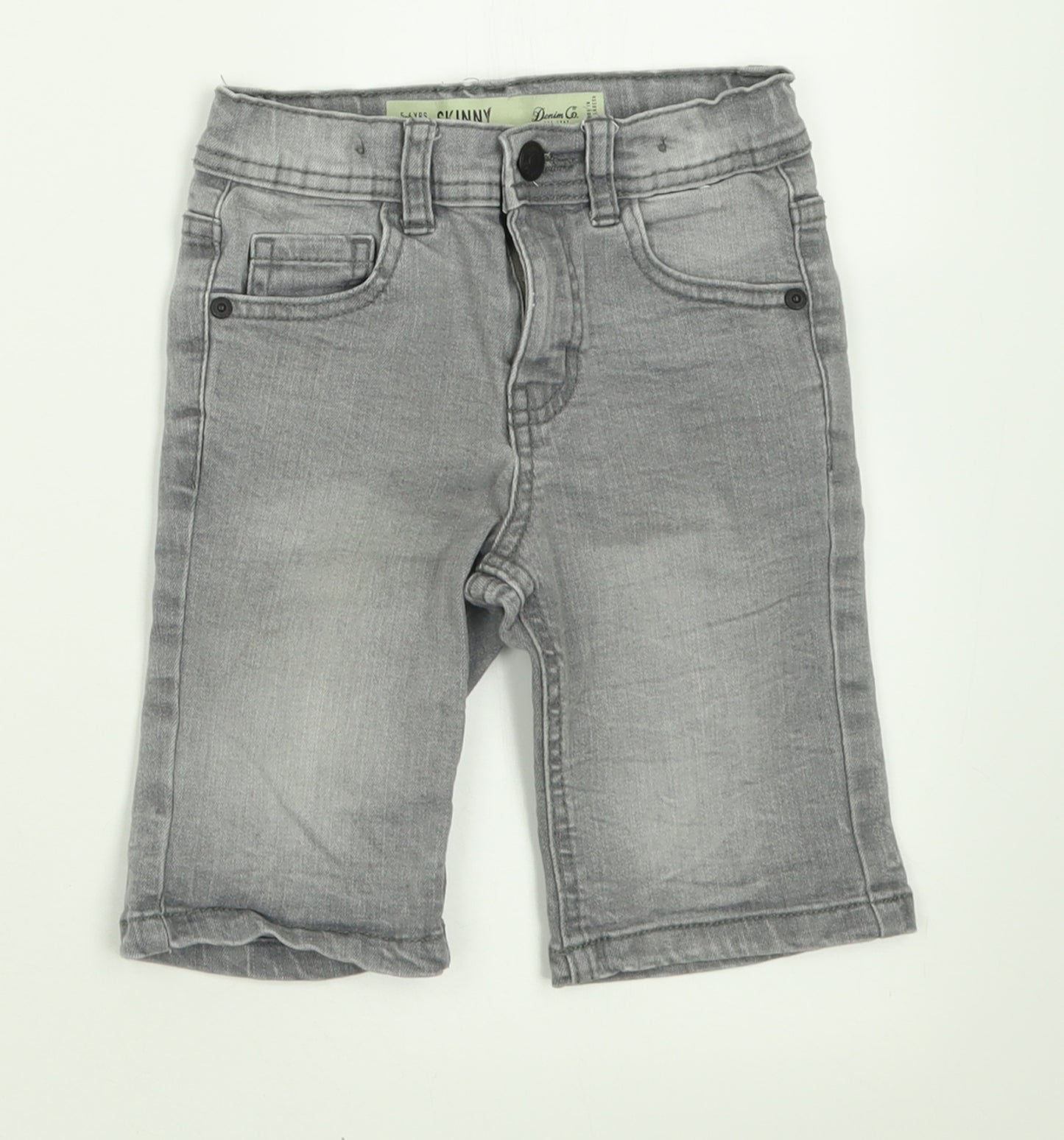 Denim & Co. Boys Grey  Cotton Bermuda Shorts Size 5-6 Years  Regular Buckle