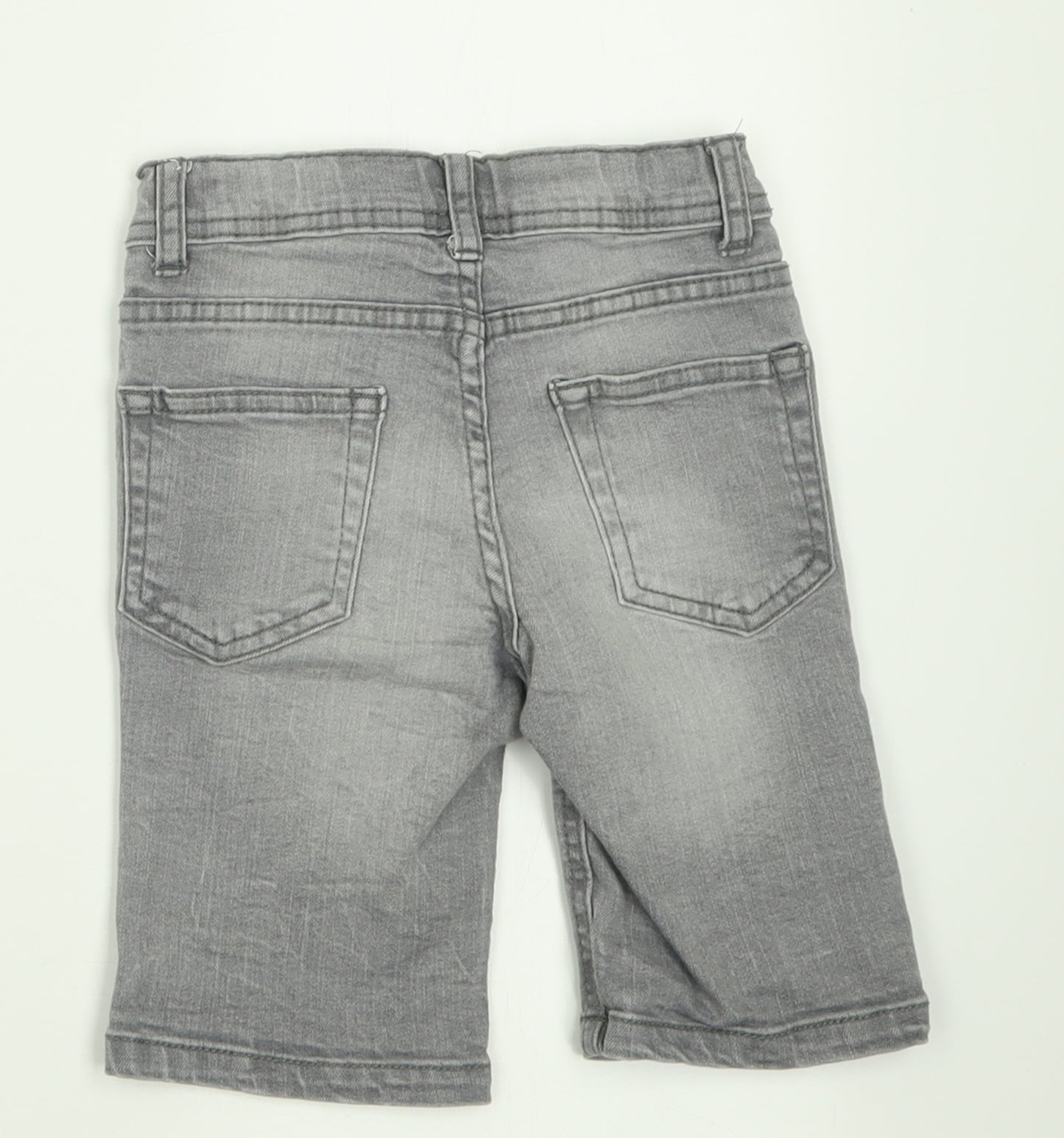 Denim & Co. Boys Grey  Cotton Bermuda Shorts Size 5-6 Years  Regular Buckle