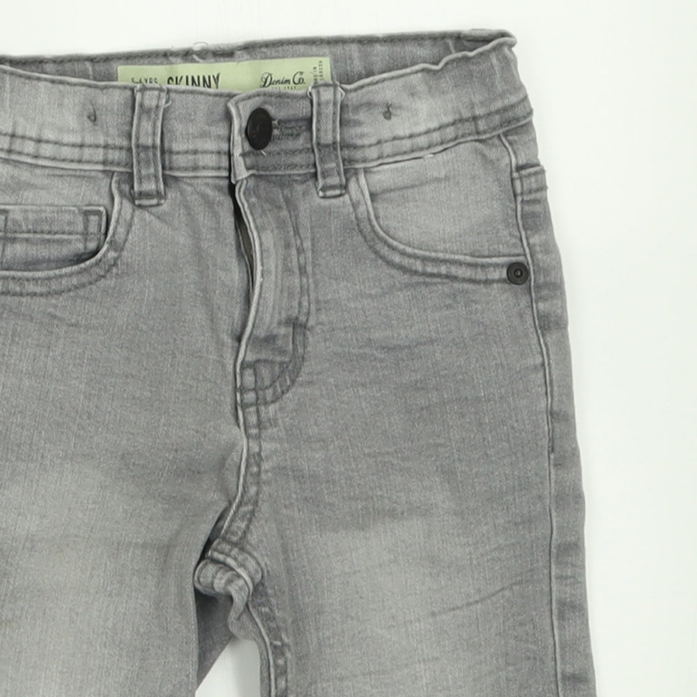 Denim & Co. Boys Grey  Cotton Bermuda Shorts Size 5-6 Years  Regular Buckle