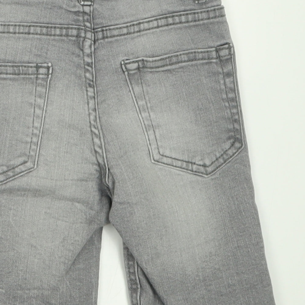 Denim & Co. Boys Grey  Cotton Bermuda Shorts Size 5-6 Years  Regular Buckle