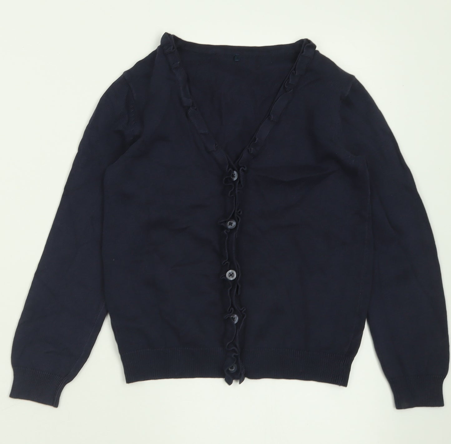 George Girls Blue V-Neck  Cotton Cardigan Jumper Size 6-7 Years  Button - School Wear