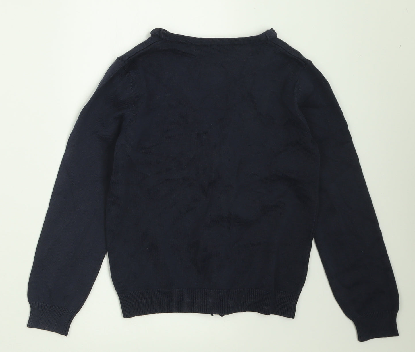 George Girls Blue V-Neck  Cotton Cardigan Jumper Size 6-7 Years  Button - School Wear