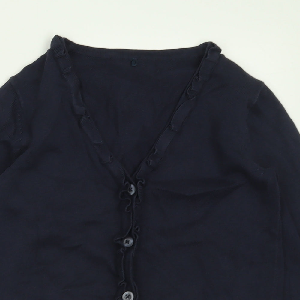 George Girls Blue V-Neck  Cotton Cardigan Jumper Size 6-7 Years  Button - School Wear