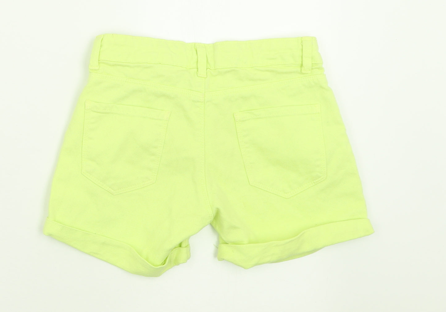 Zara Girls Green  Cotton Boyfriend Shorts Size 7-8 Years  Regular Buckle