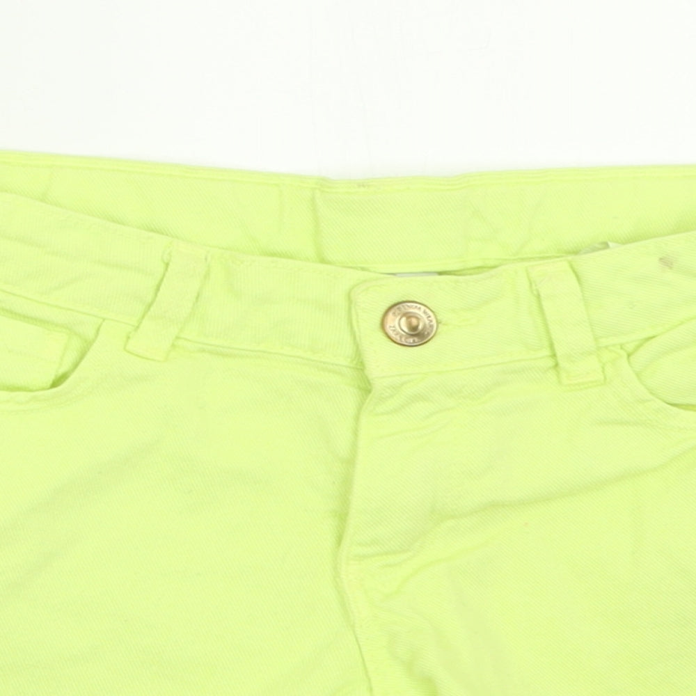 Zara Girls Green  Cotton Boyfriend Shorts Size 7-8 Years  Regular Buckle