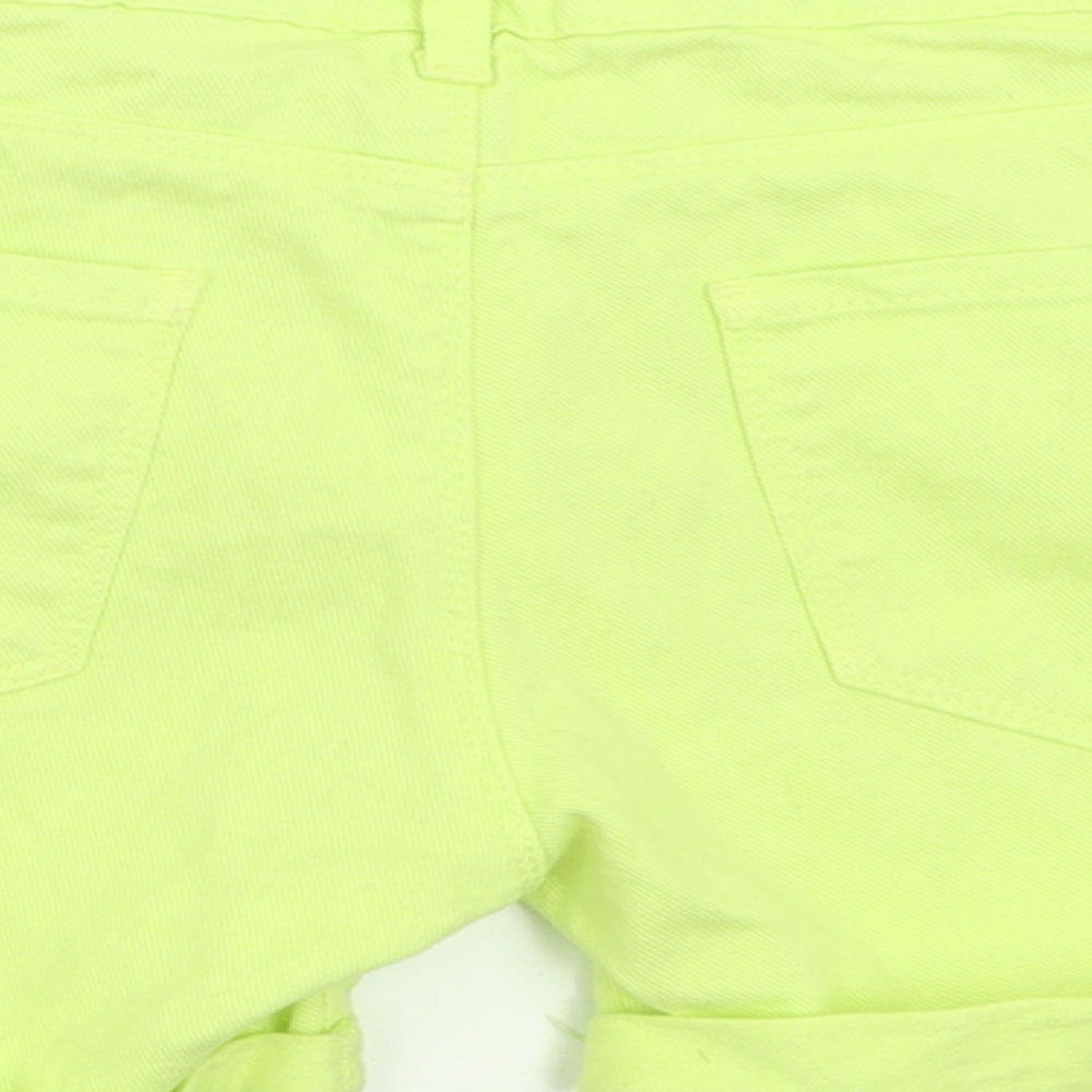 Zara Girls Green  Cotton Boyfriend Shorts Size 7-8 Years  Regular Buckle