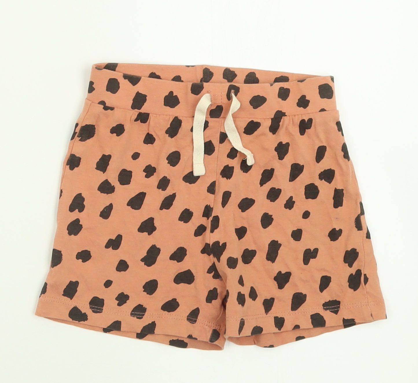 Primark Girls Orange Polka Dot Cotton Cropped Trousers Size 18-24 Months  Tie