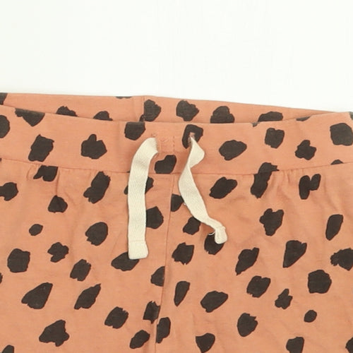 Primark Girls Orange Polka Dot Cotton Cropped Trousers Size 18-24 Months  Tie