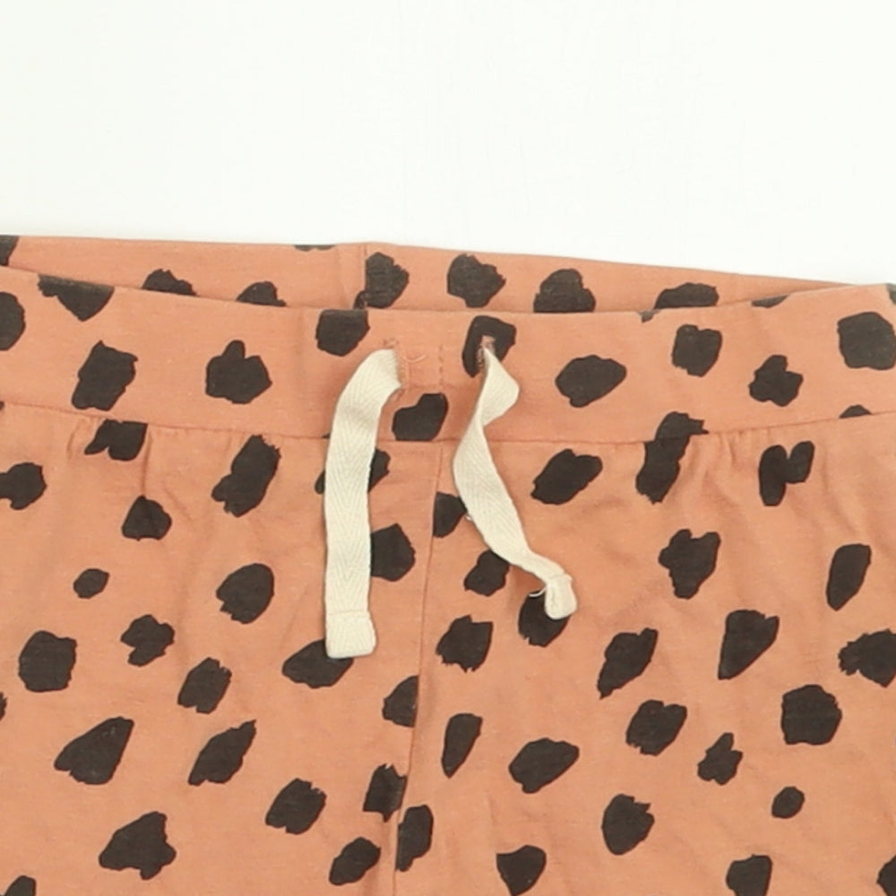 Primark Girls Orange Polka Dot Cotton Cropped Trousers Size 18-24 Months  Tie