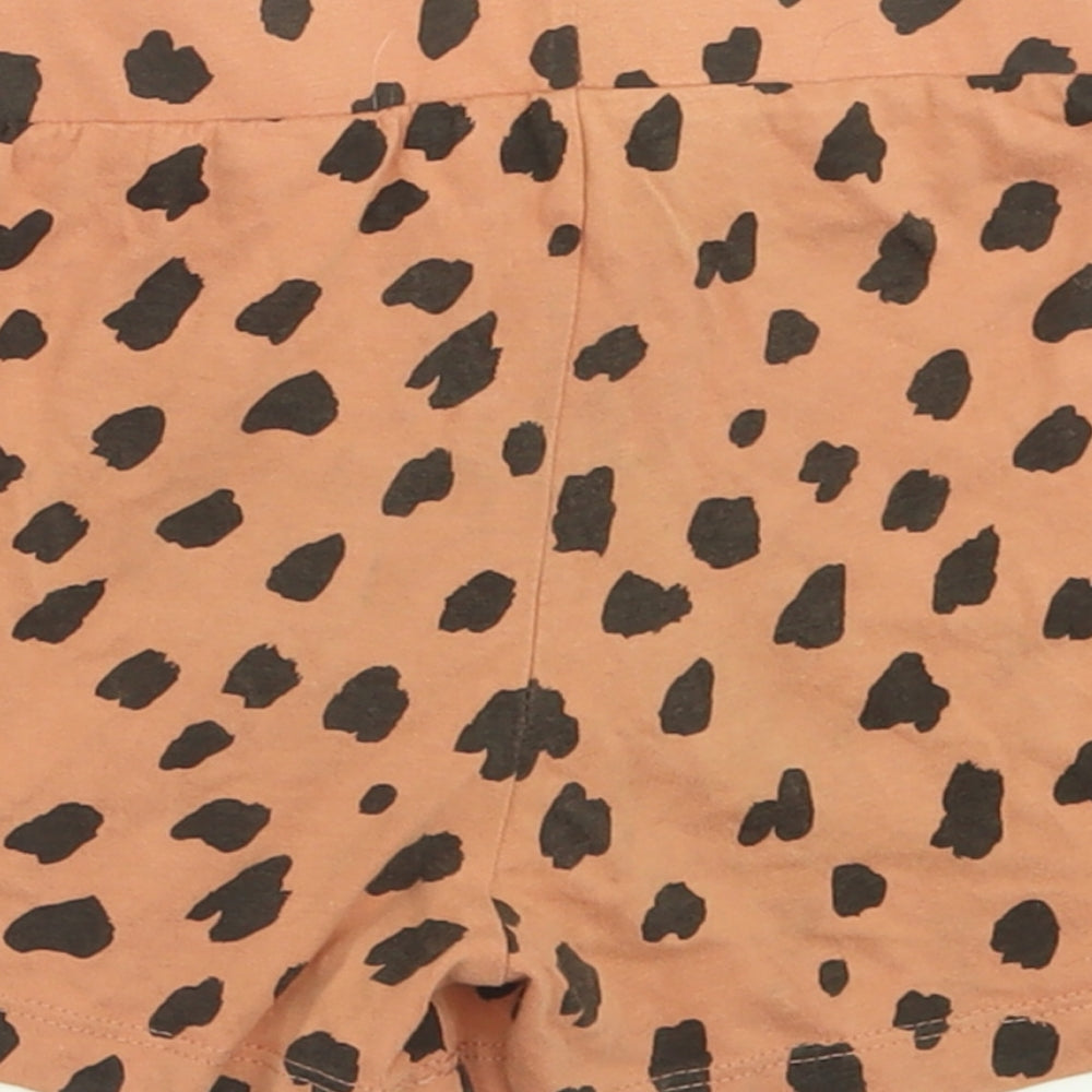 Primark Girls Orange Polka Dot Cotton Cropped Trousers Size 18-24 Months  Tie