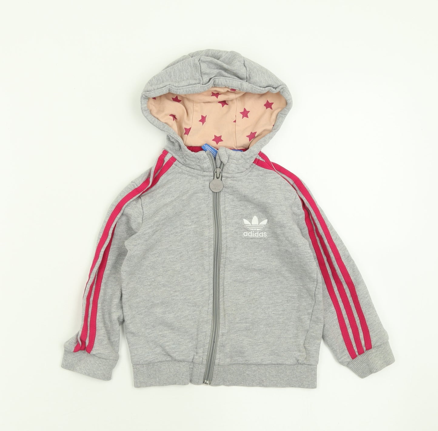 adidas Girls Grey Striped  Jacket  Size 24 Months   Zip