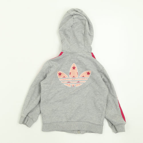 adidas Girls Grey Striped  Jacket  Size 24 Months   Zip