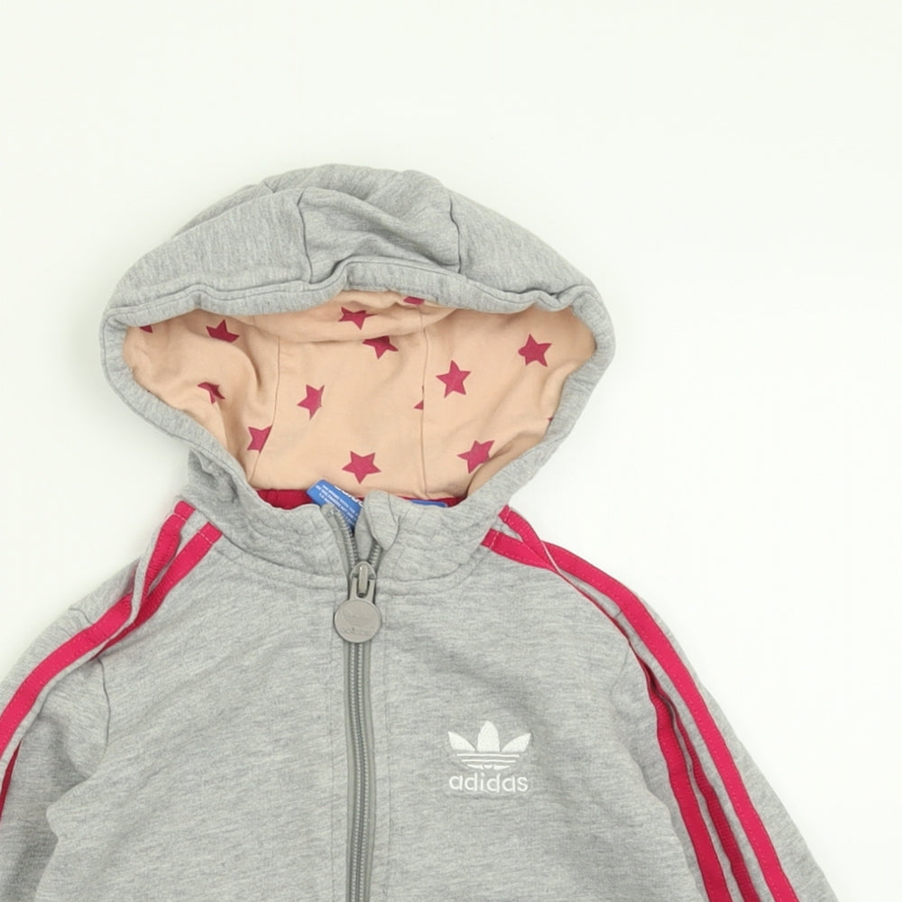 adidas Girls Grey Striped  Jacket  Size 24 Months   Zip
