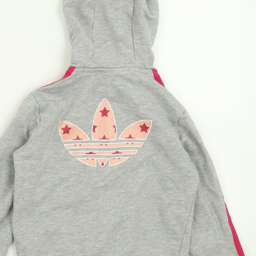 adidas Girls Grey Striped  Jacket  Size 24 Months   Zip