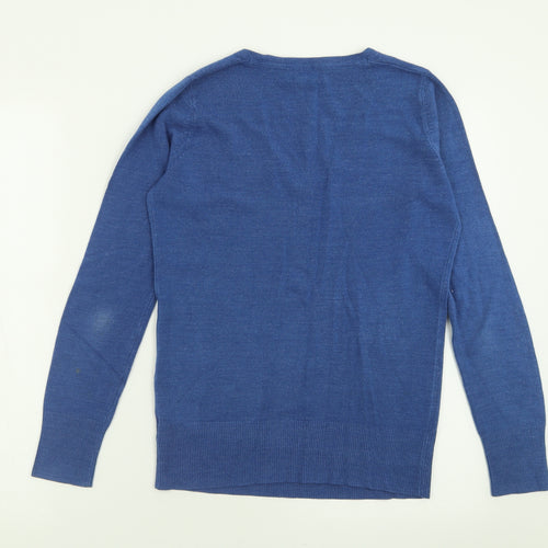 NEXT Womens Blue V-Neck  Acrylic Pullover Jumper Size 8