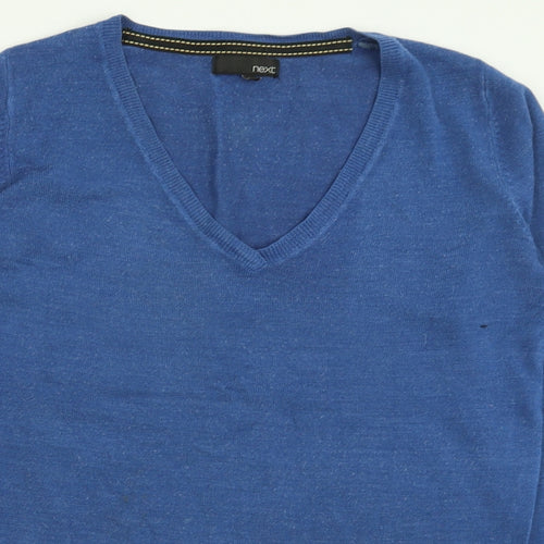 NEXT Womens Blue V-Neck  Acrylic Pullover Jumper Size 8