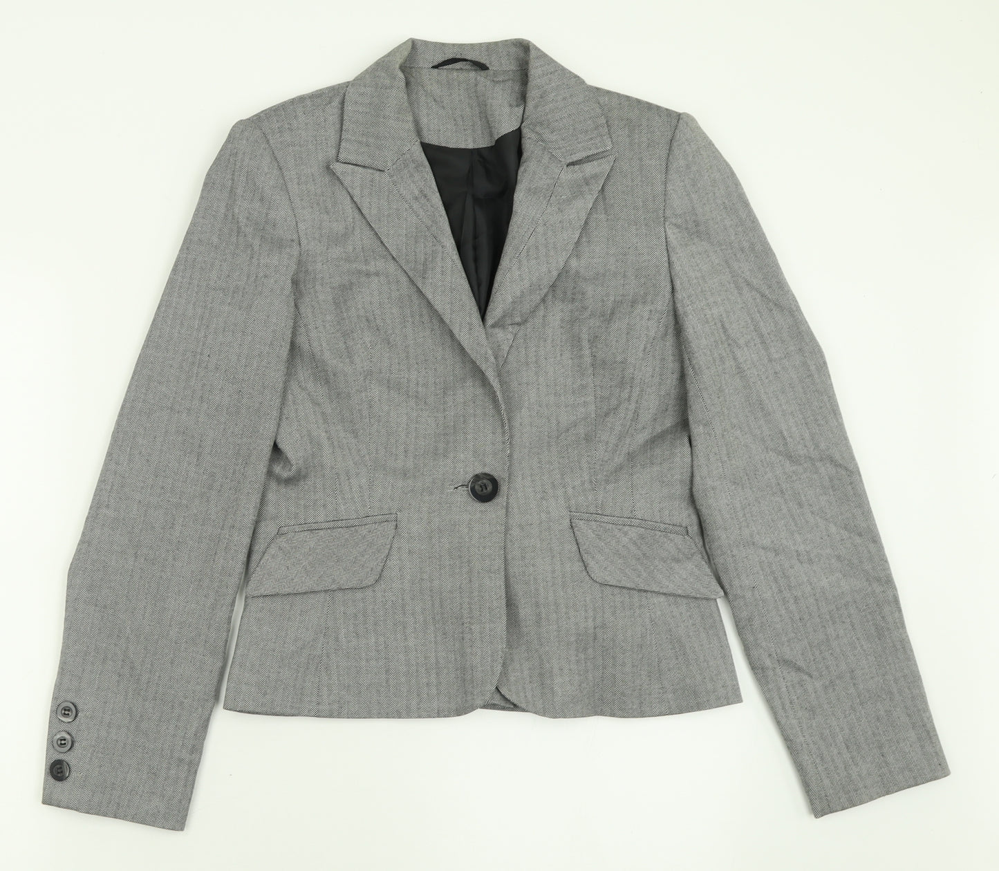 Dorothy Perkins Womens Grey Geometric  Jacket Blazer Size 10  Button