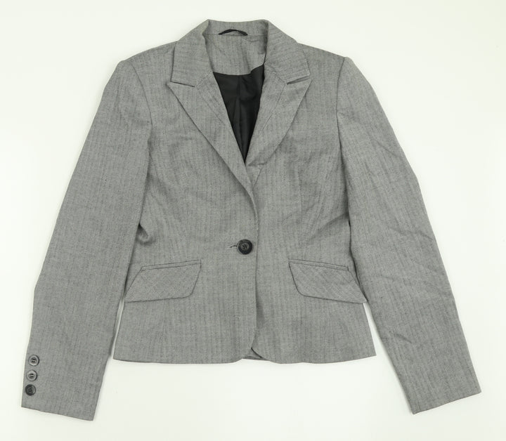Dorothy Perkins Womens Grey Geometric  Jacket Blazer Size 10  Button