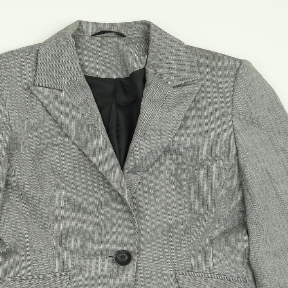 Dorothy Perkins Womens Grey Geometric  Jacket Blazer Size 10  Button