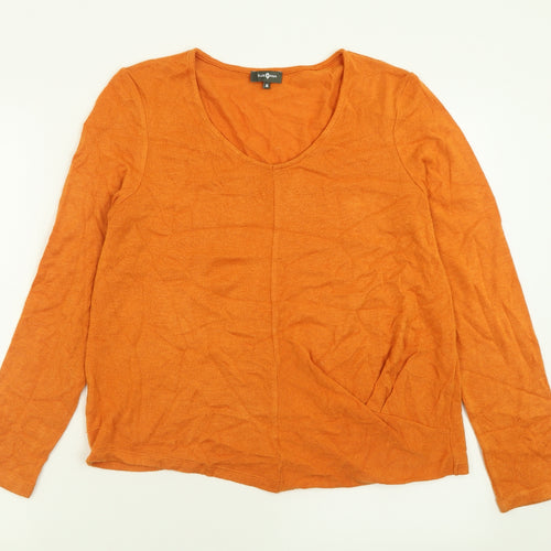 Sur Kana Womens Orange V-Neck  Polyester Pullover Jumper Size M
