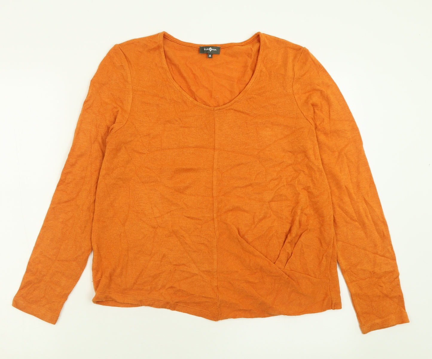 Sur Kana Womens Orange V-Neck  Polyester Pullover Jumper Size M