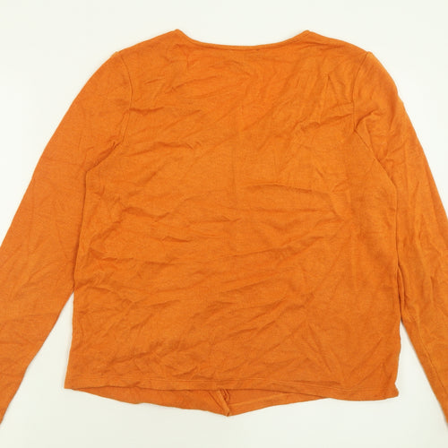 Sur Kana Womens Orange V-Neck  Polyester Pullover Jumper Size M