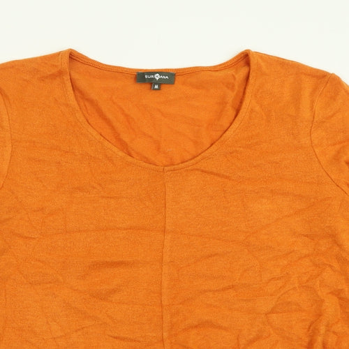 Sur Kana Womens Orange V-Neck  Polyester Pullover Jumper Size M