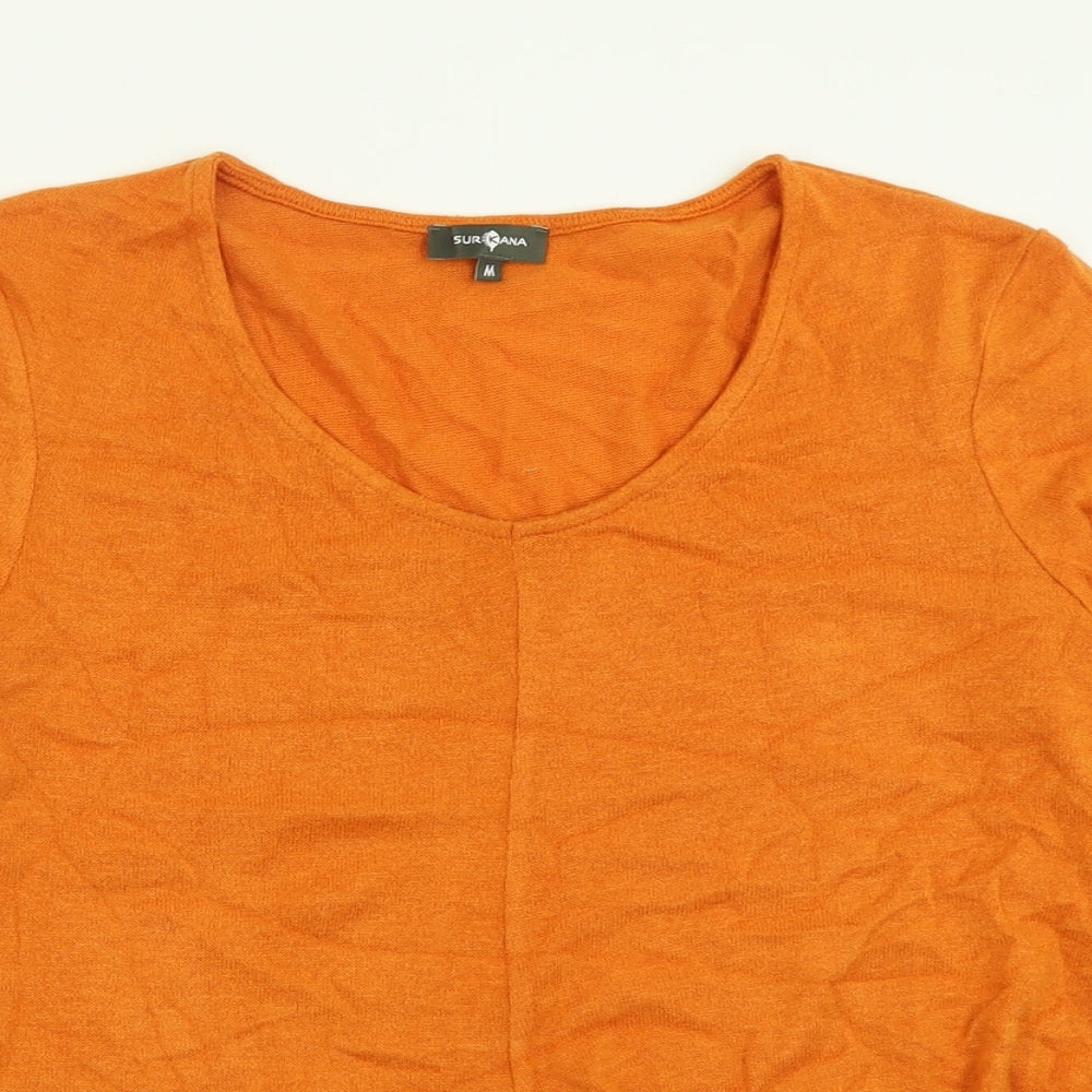 Sur Kana Womens Orange V-Neck  Polyester Pullover Jumper Size M