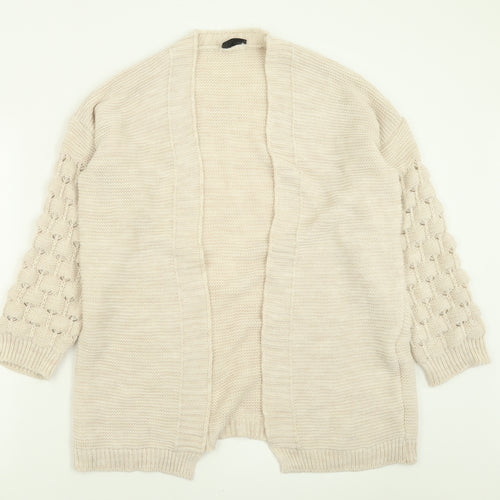 Rebellious Womens Ivory V-Neck  Acrylic Cardigan Jumper Size M
