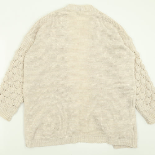 Rebellious Womens Ivory V-Neck  Acrylic Cardigan Jumper Size M