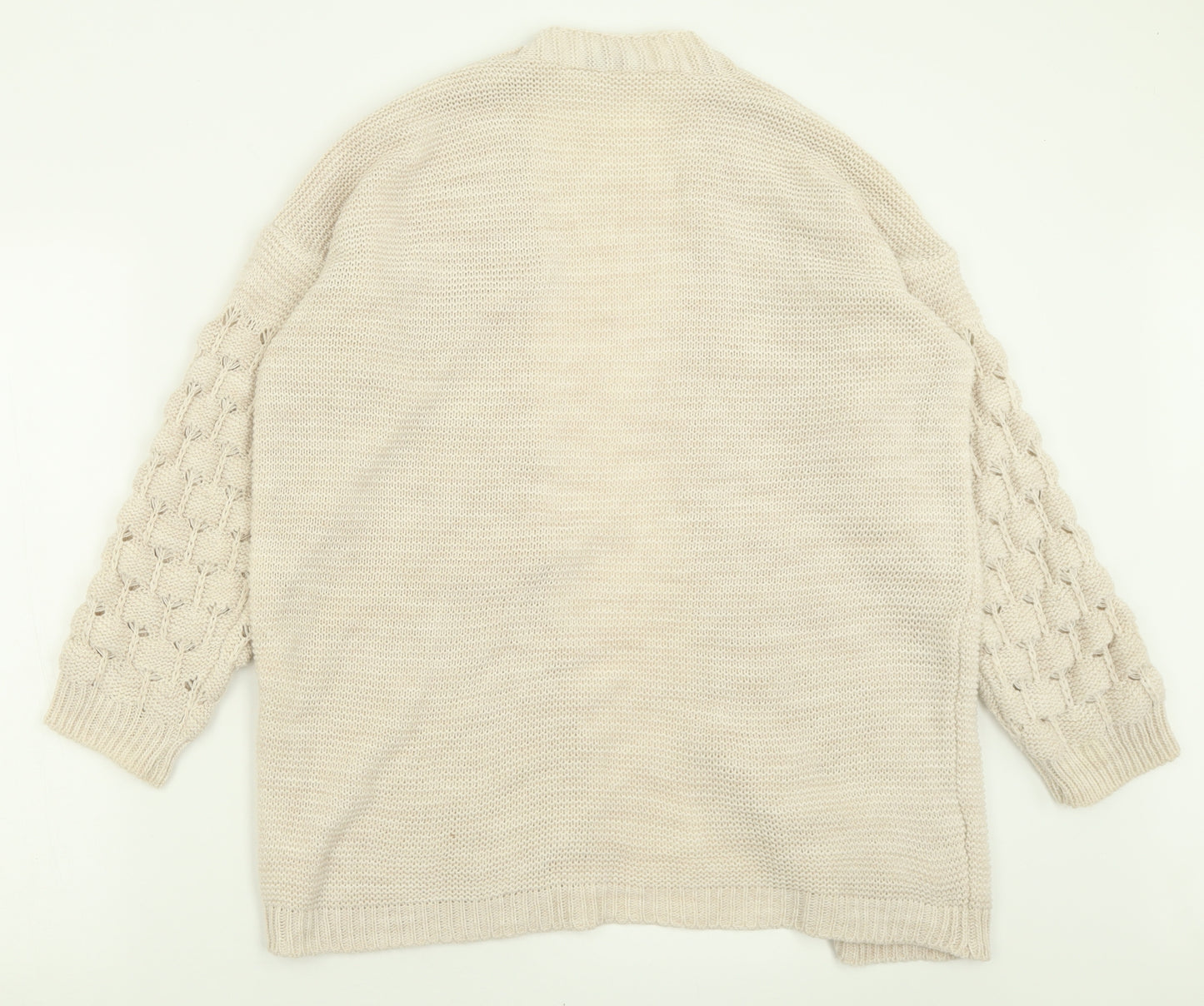 Rebellious Womens Ivory V-Neck  Acrylic Cardigan Jumper Size M