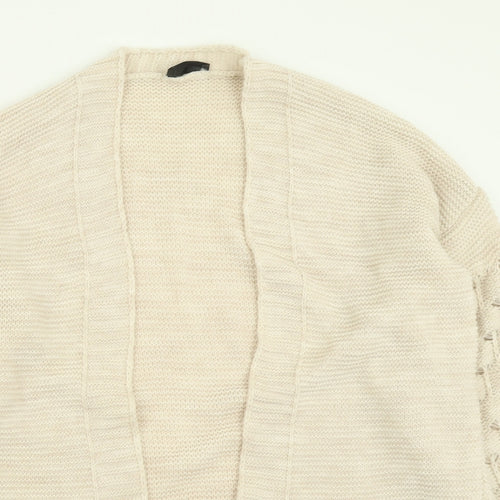 Rebellious Womens Ivory V-Neck  Acrylic Cardigan Jumper Size M