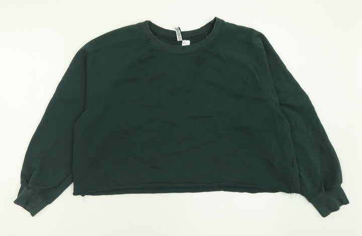 H&M Womens Green Cotton Pullover Sweatshirt Size M Pullover - Cropped