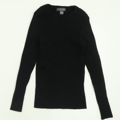 Primark Womens Black Crew Neck  Viscose Pullover Jumper Size M