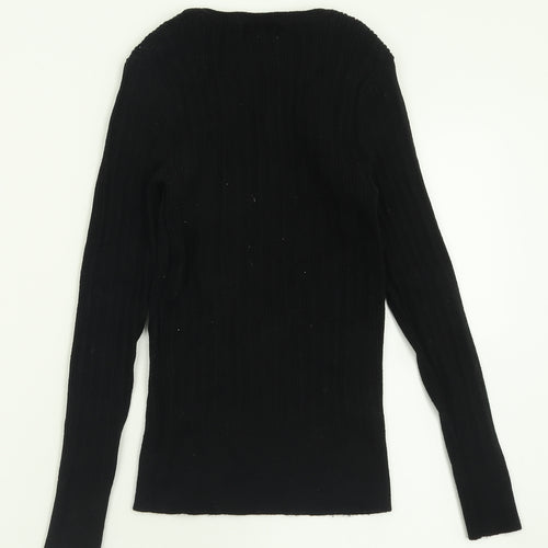 Primark Womens Black Crew Neck  Viscose Pullover Jumper Size M