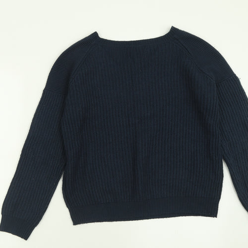 VILA Womens Blue Crew Neck  Acrylic Pullover Jumper Size M